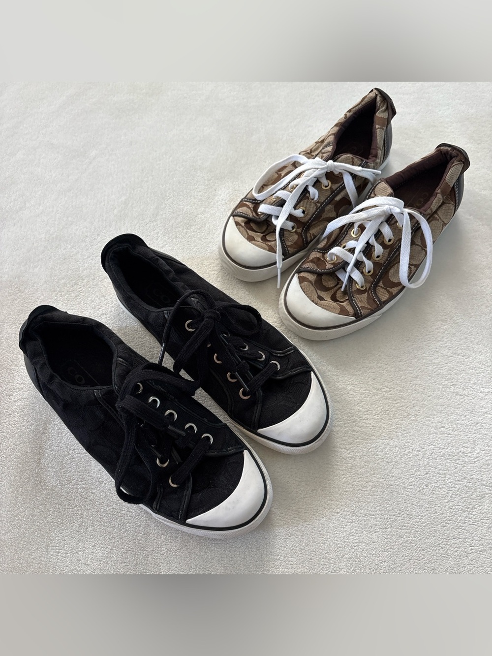 Y2K Coach Lot of 2 Brown Black Monogram Barrett Sneakers Size 7.5 READ